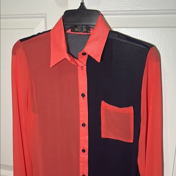 Ad Lib Colorblock Sheer Button Down Shirt Dress – Size S - Picture 4 of 11